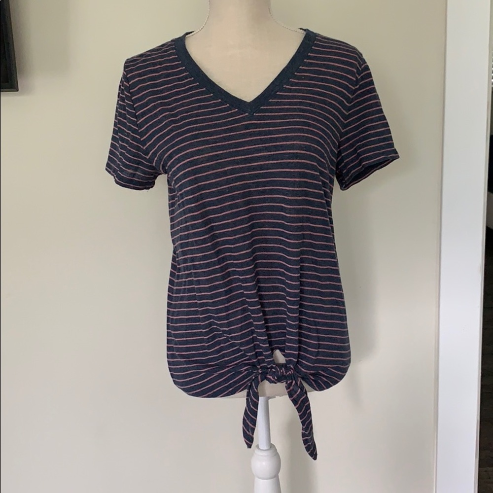 Striped V Neck Tee